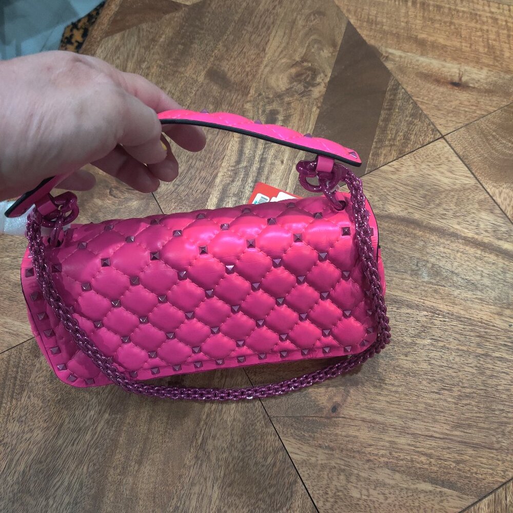 VALENTINO GARAVANI PINK PP Leather Quilted Rockstuds Bag new $3588.00 - Picture 5 of 7